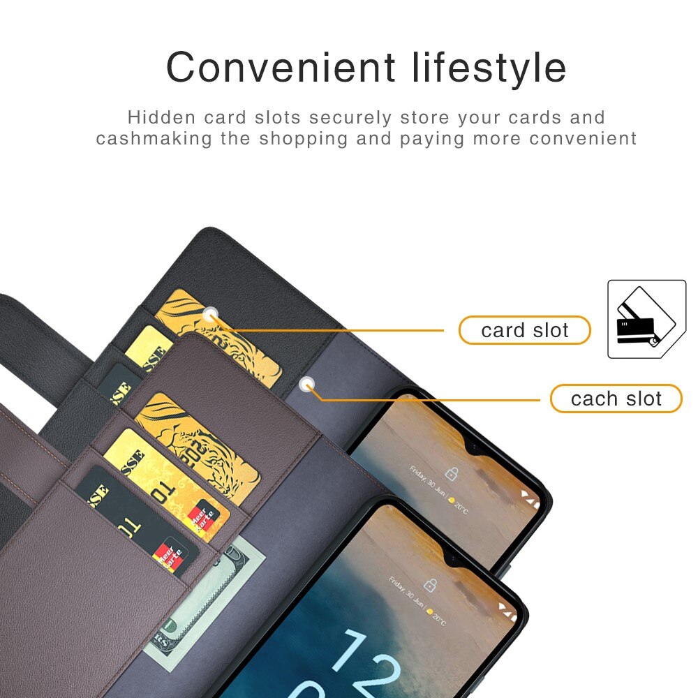 Funda de cuero genuino  Nokia G22, Negro