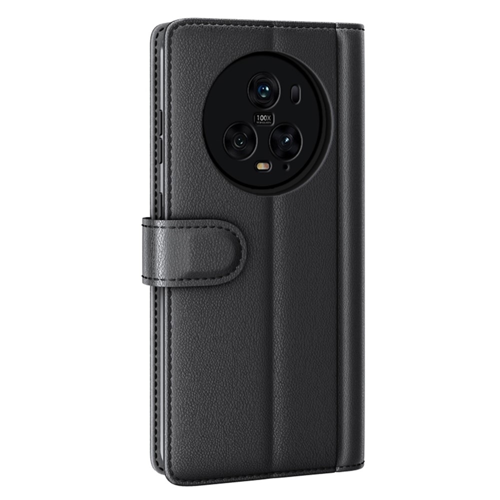 Funda de cuero genuino Honor Magic5 Pro, negro