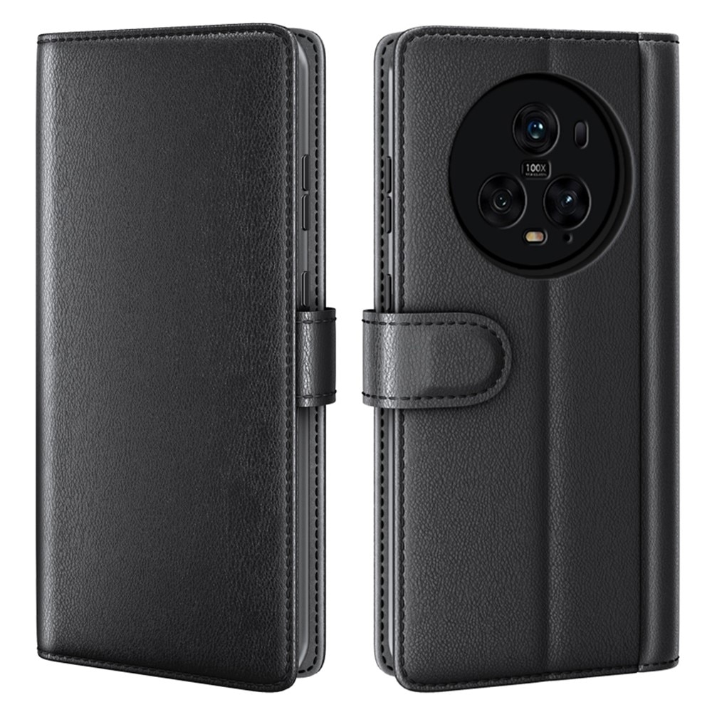 Funda de cuero genuino Honor Magic5 Pro, negro