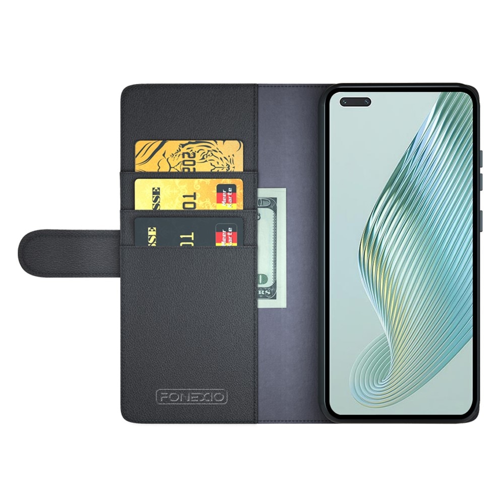 Funda de cuero genuino Honor Magic5 Pro, Negro