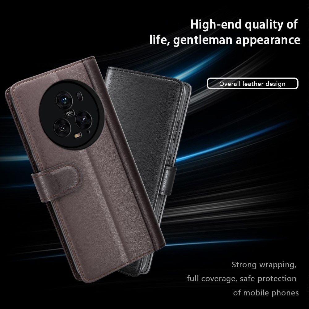 Funda de cuero genuino Honor Magic5 Pro, Negro