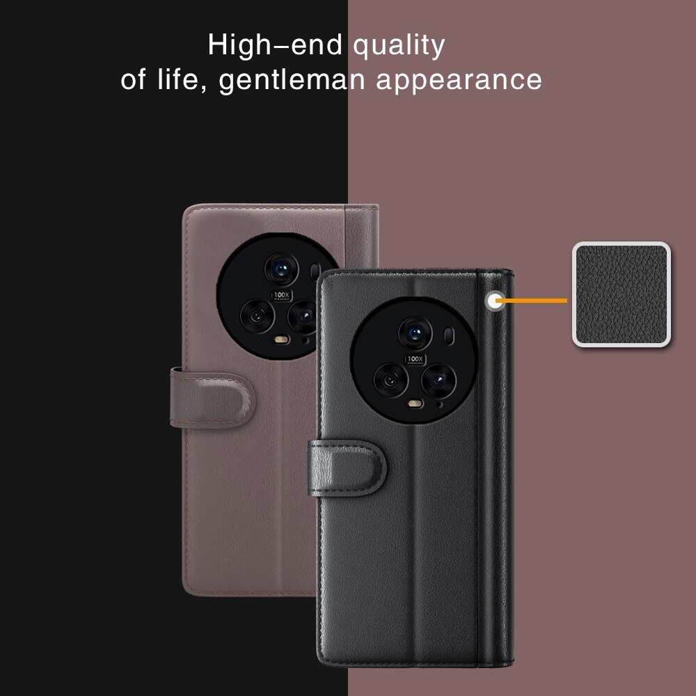 Funda de cuero genuino Honor Magic5 Pro, Negro