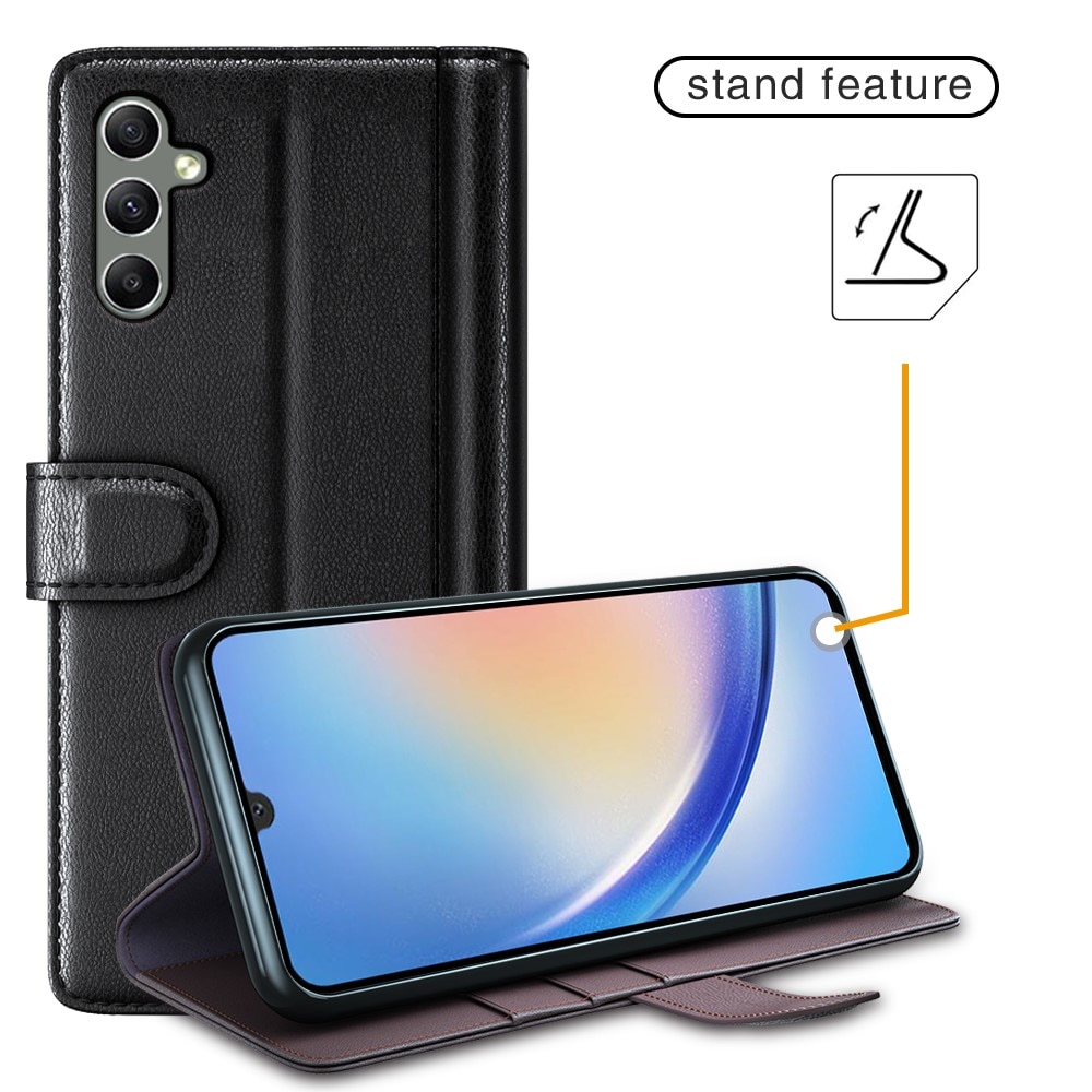 Funda de cuero genuino Samsung Galaxy A24, Negro