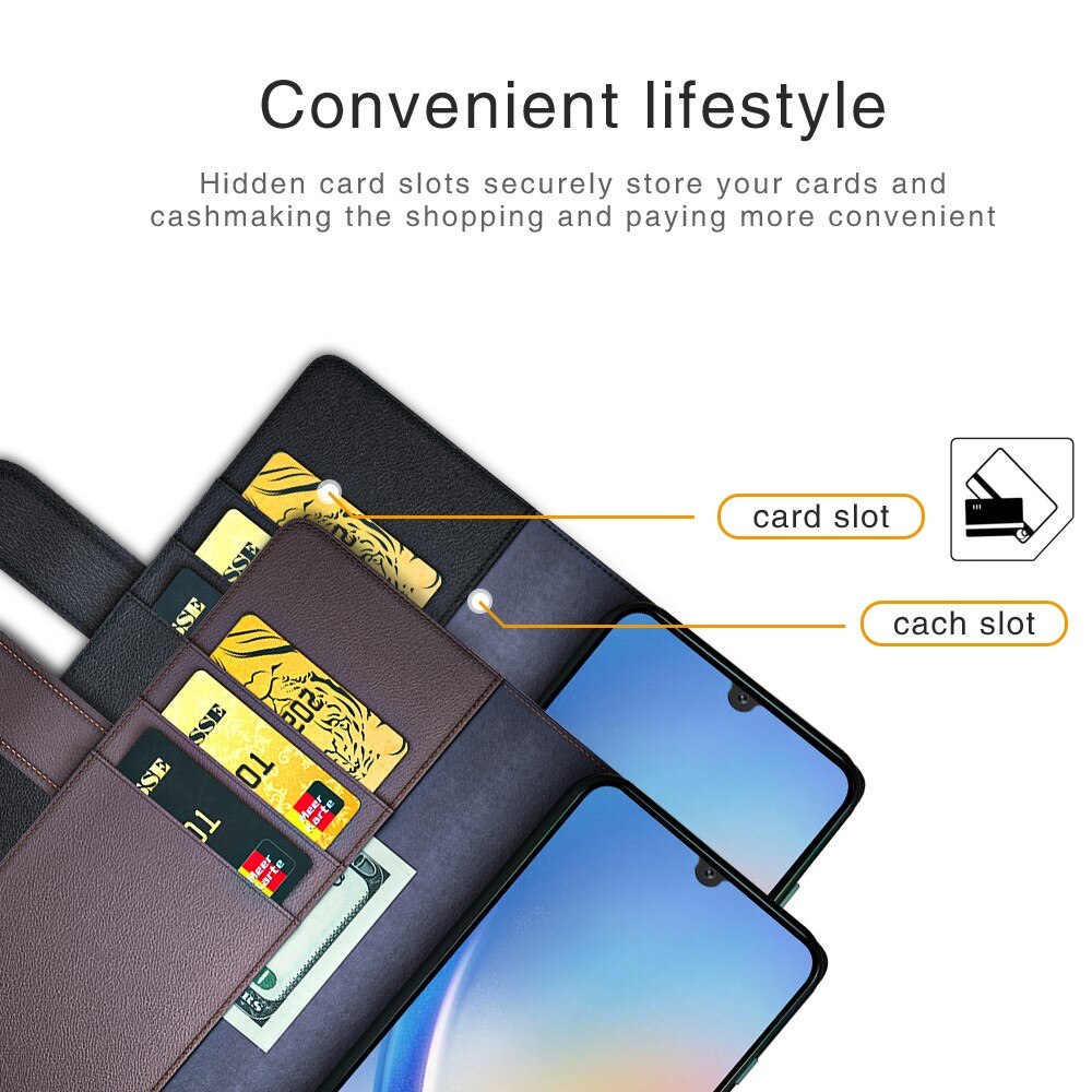 Funda de cuero genuino Samsung Galaxy A24, Negro