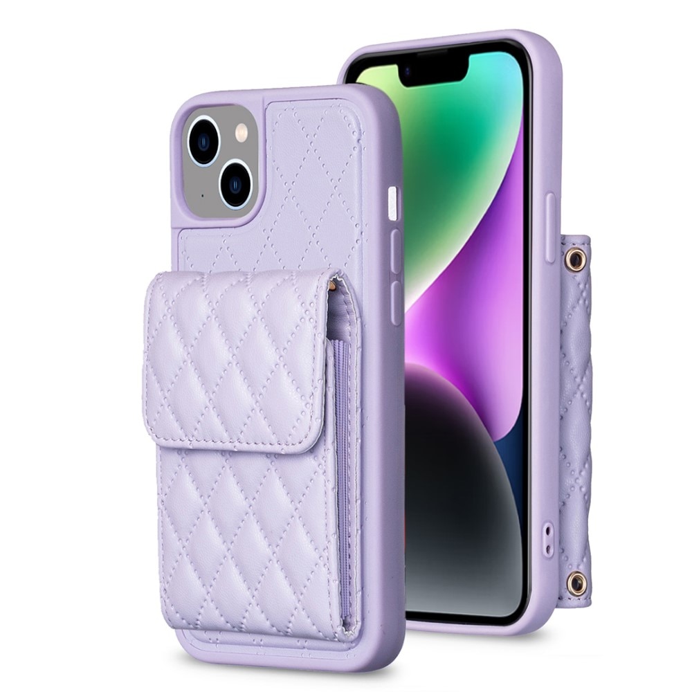 Funda con tarjetero Quilted iPhone 14 violeta