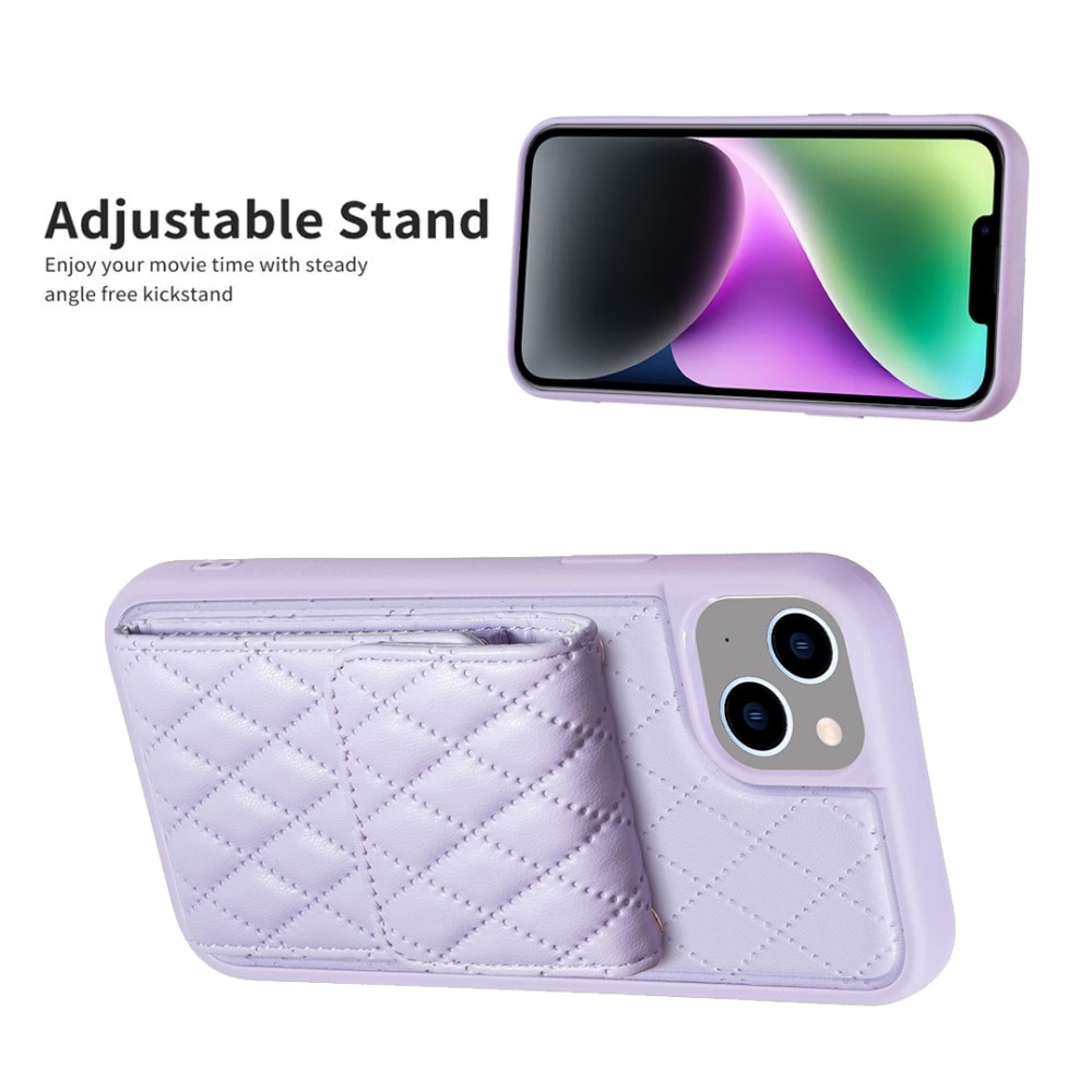 Funda con tarjetero Quilted iPhone 14 violeta