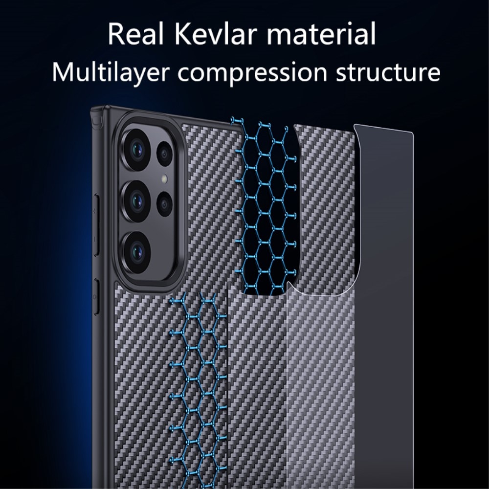 Funda híbrida Kevlar MagSafe Samsung Galaxy S23 Ultra Fibra de carbon