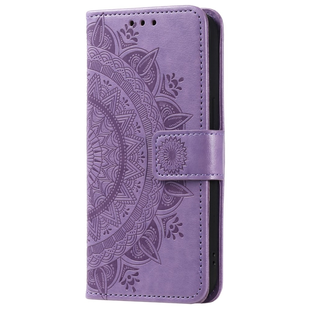 Funda de Cuero Mandala Google Pixel 8 violeta