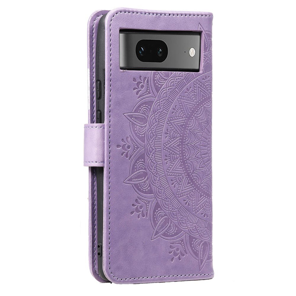 Funda de Cuero Mandala Google Pixel 8 violeta