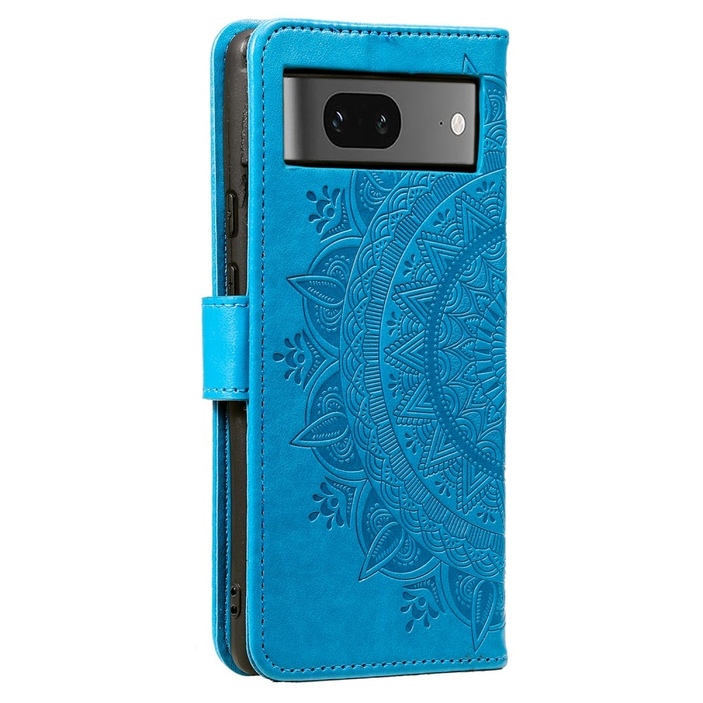 Funda de Cuero Mandala Google Pixel 8 azul