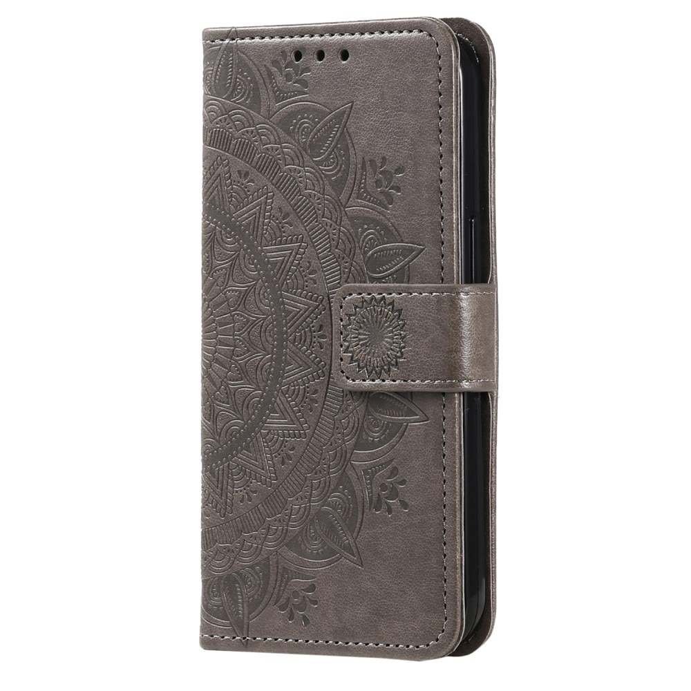 Funda de Cuero Mandala Google Pixel 8 gris