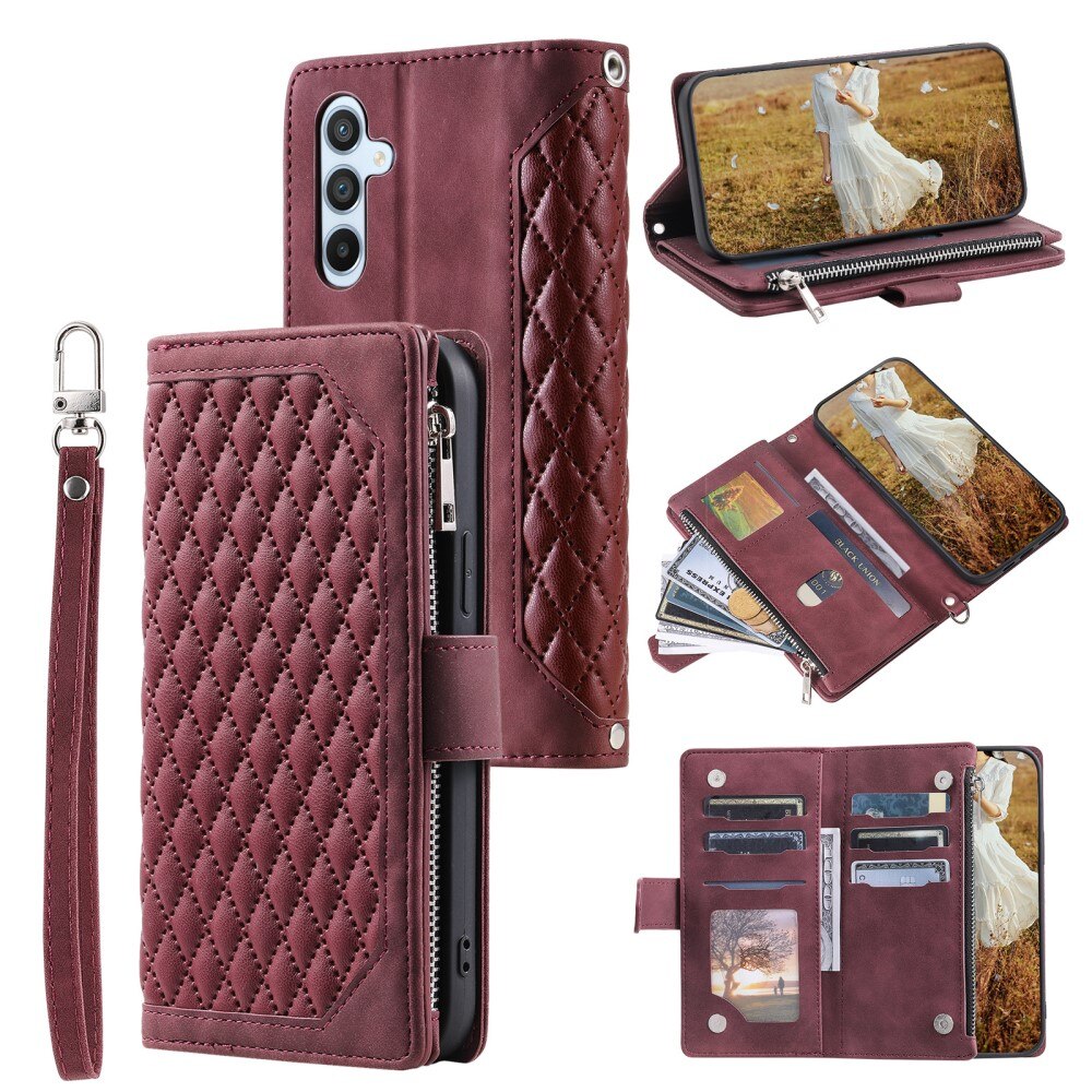 Funda acolchada tipo billetera Samsung Galaxy A54 Rojo