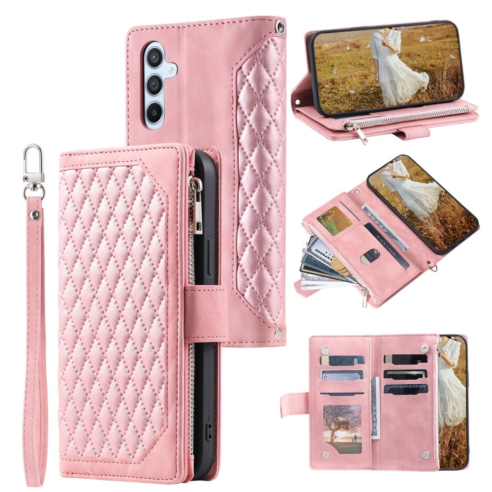 Funda acolchada tipo billetera Samsung Galaxy A54 rosado