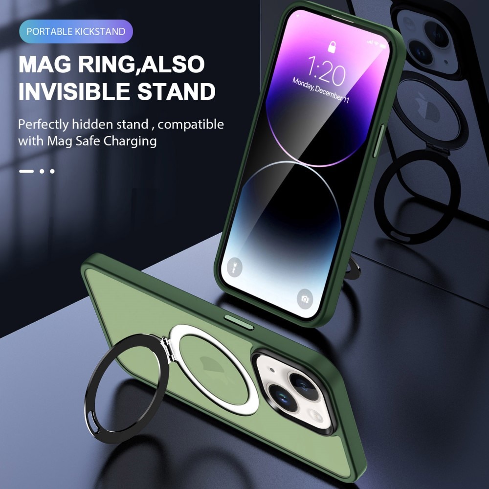 Funda híbrida MagSafe Ring iPhone 14 verde