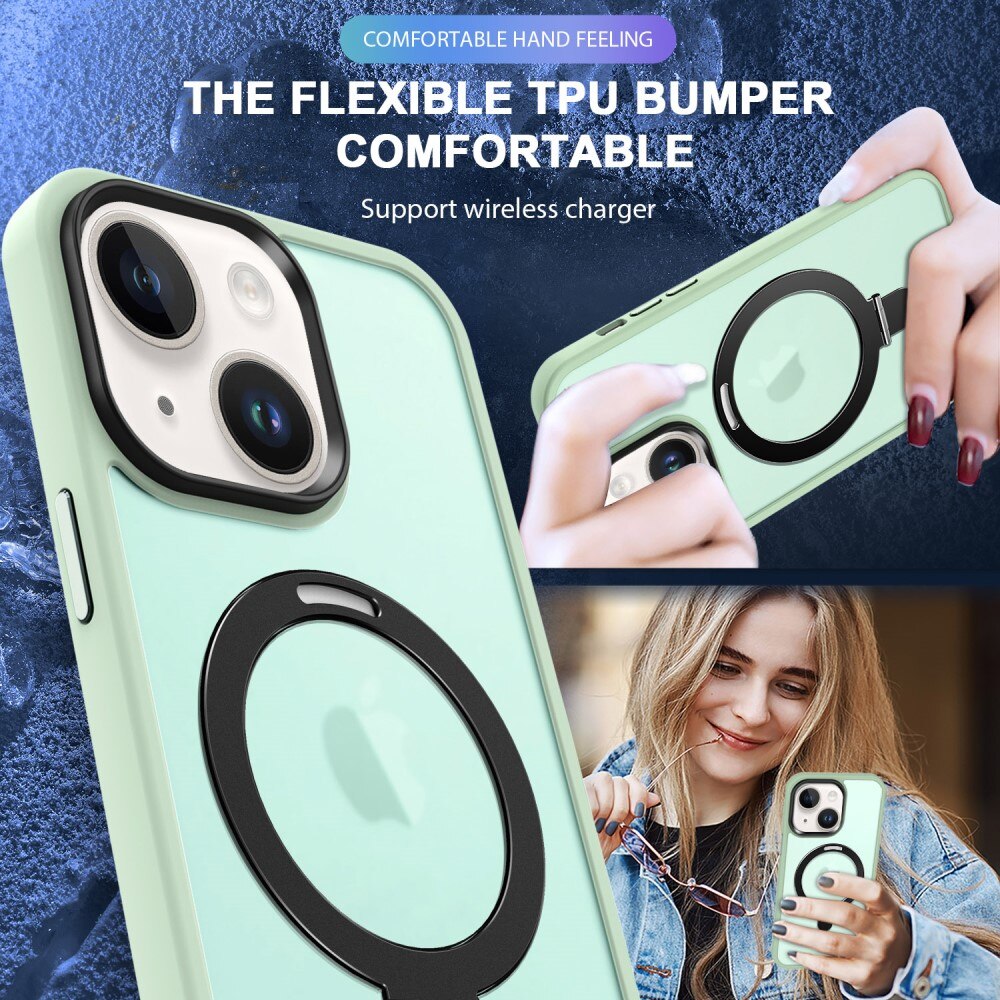 Funda híbrida Magnetic Ring iPhone 13 Verde