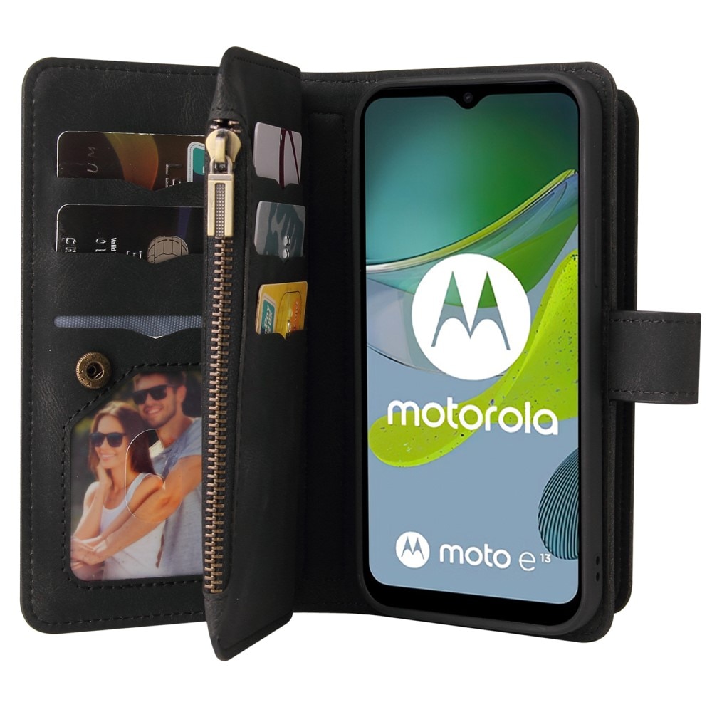 Leather Multi Wallet Motorola Moto E13 negro