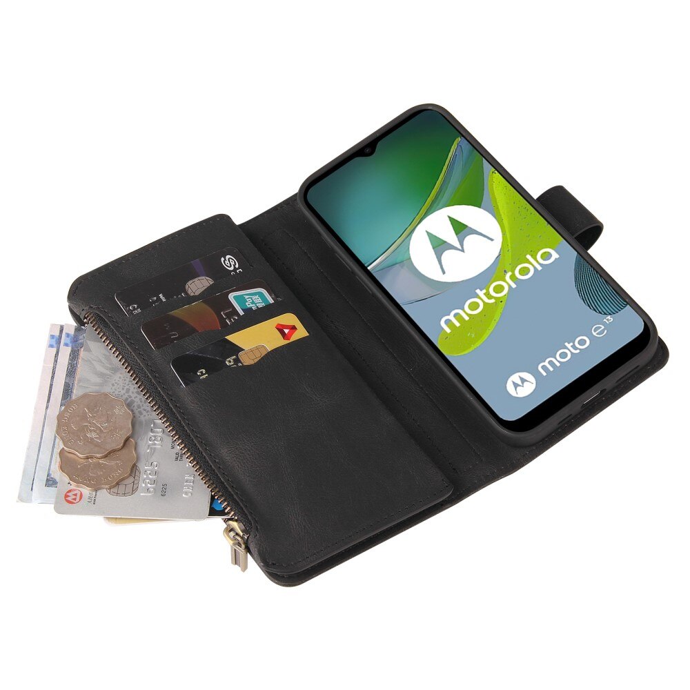 Leather Multi Wallet Motorola Moto E13 negro