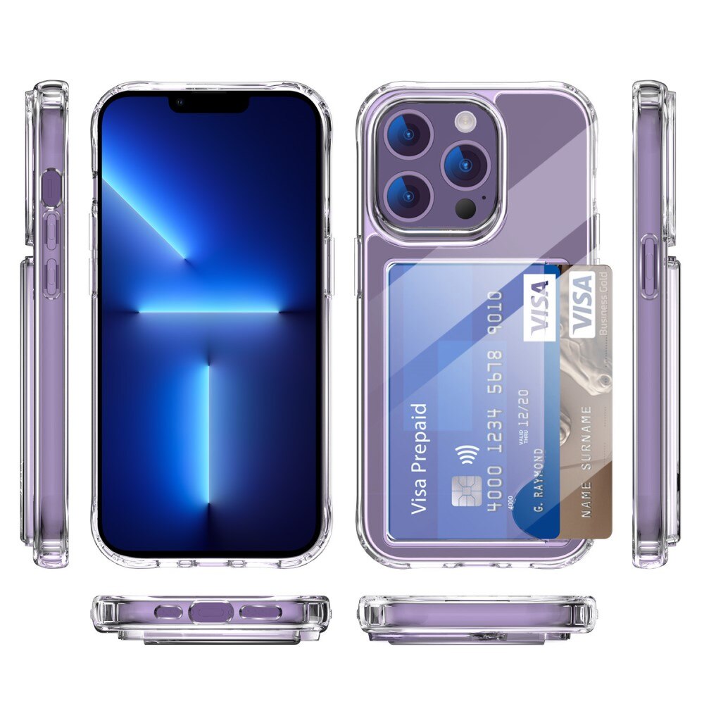 Funda híbrida con ranuras para tarjetas iPhone 13 Pro transparente