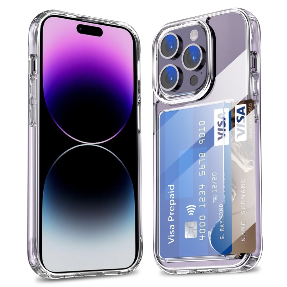 Funda híbrida con ranuras para tarjetas iPhone 14 Pro Max transparente