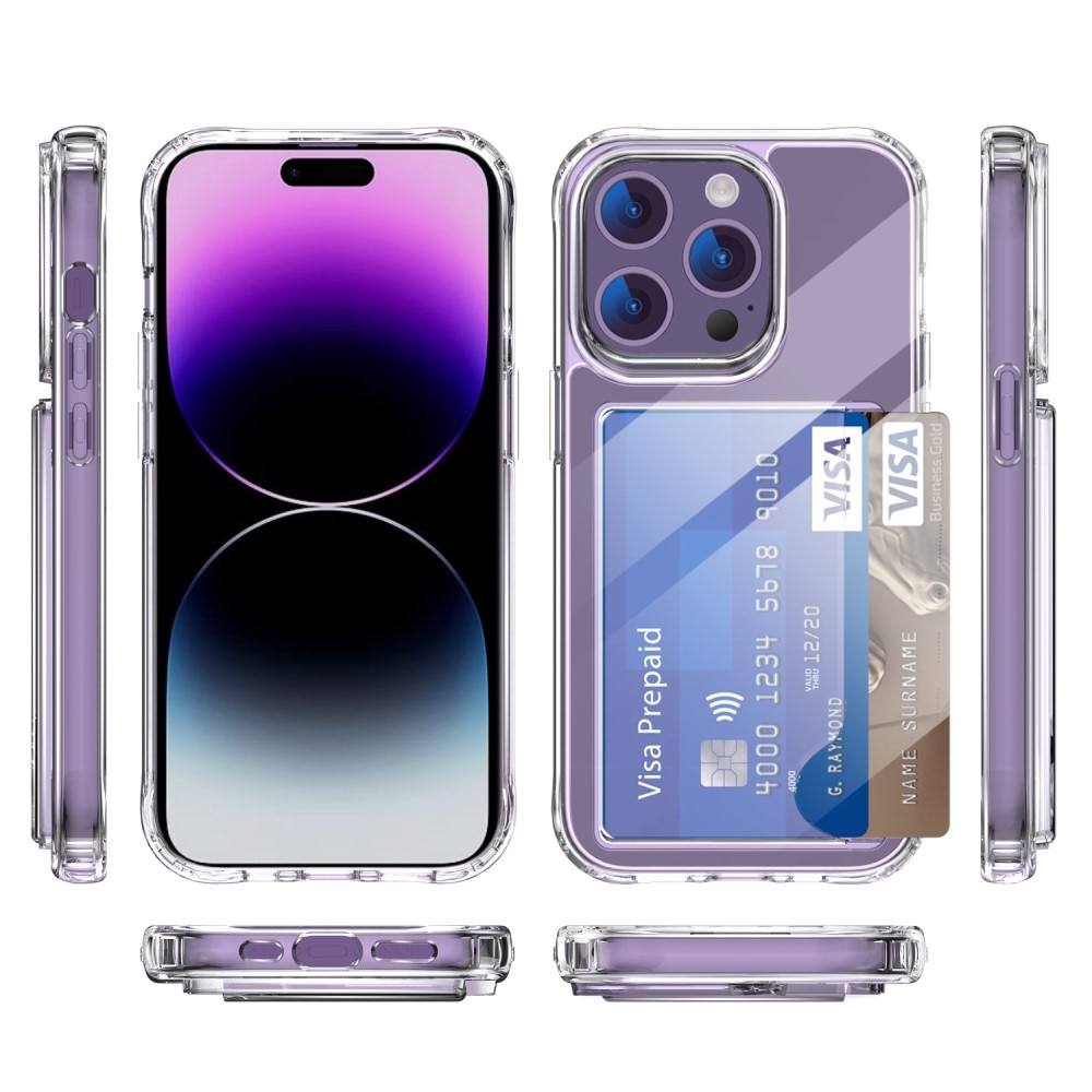 Funda híbrida con ranuras para tarjetas iPhone 14 Pro Max transparente