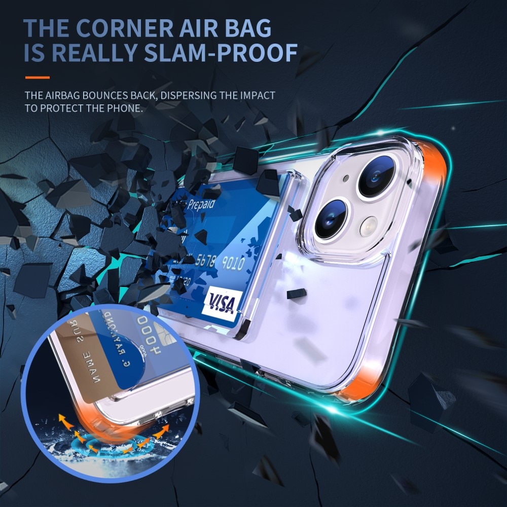 Funda híbrida con ranuras para tarjetas iPhone 14 Plus Transparente
