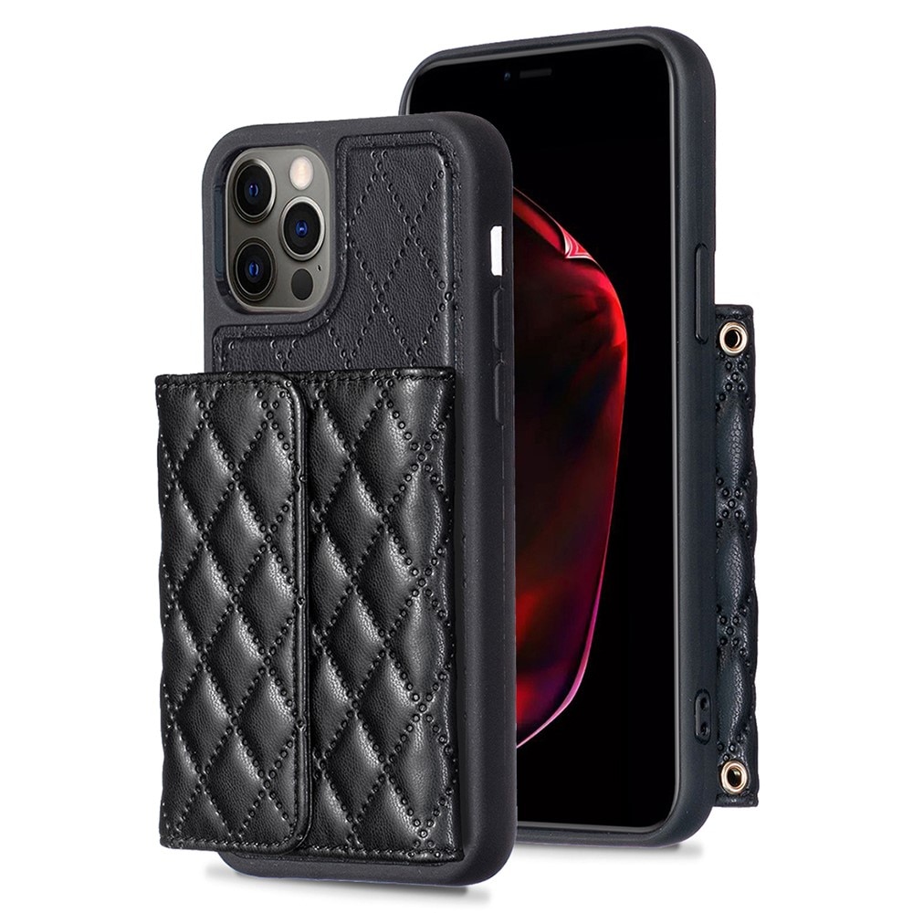 Funda con tarjetero lateral Quilted iPhone 12/12 Pro negro