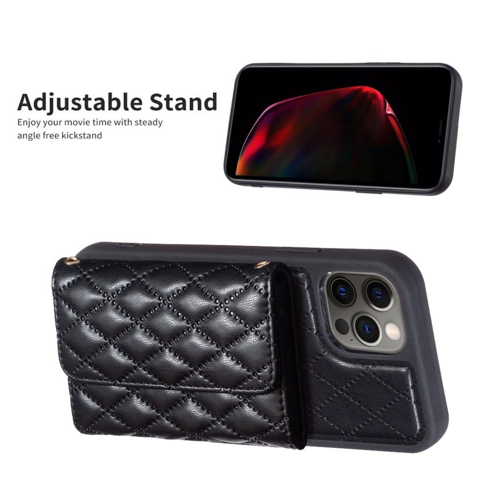 Funda con tarjetero lateral Quilted iPhone 12/12 Pro negro