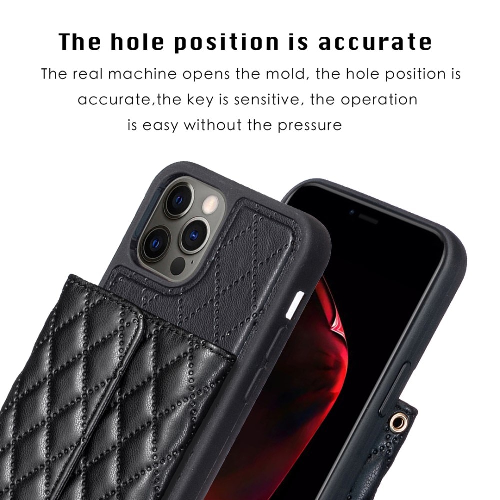 Funda con tarjetero lateral Quilted iPhone 12/12 Pro negro