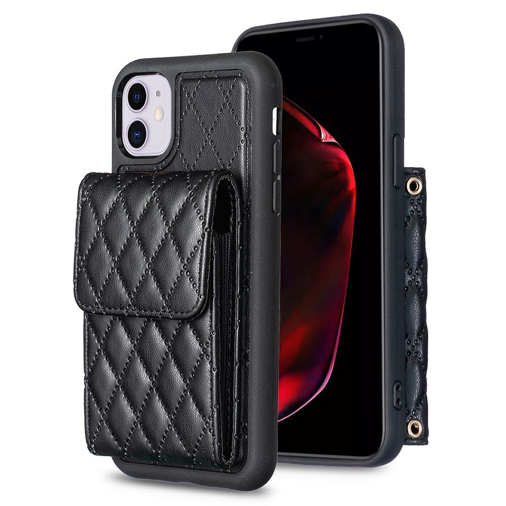 Funda con tarjetero Quilted iPhone 11 negro