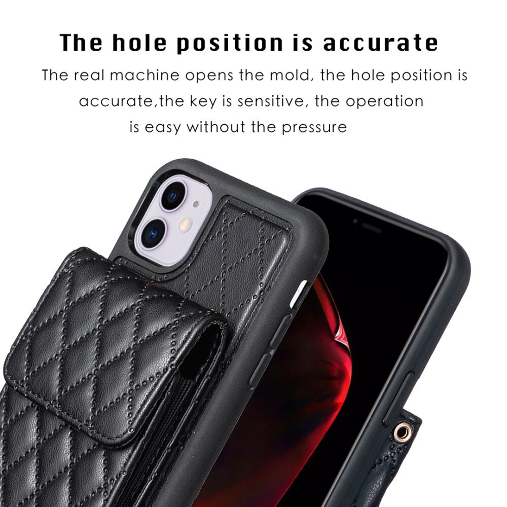 Funda con tarjetero Quilted iPhone 11 negro