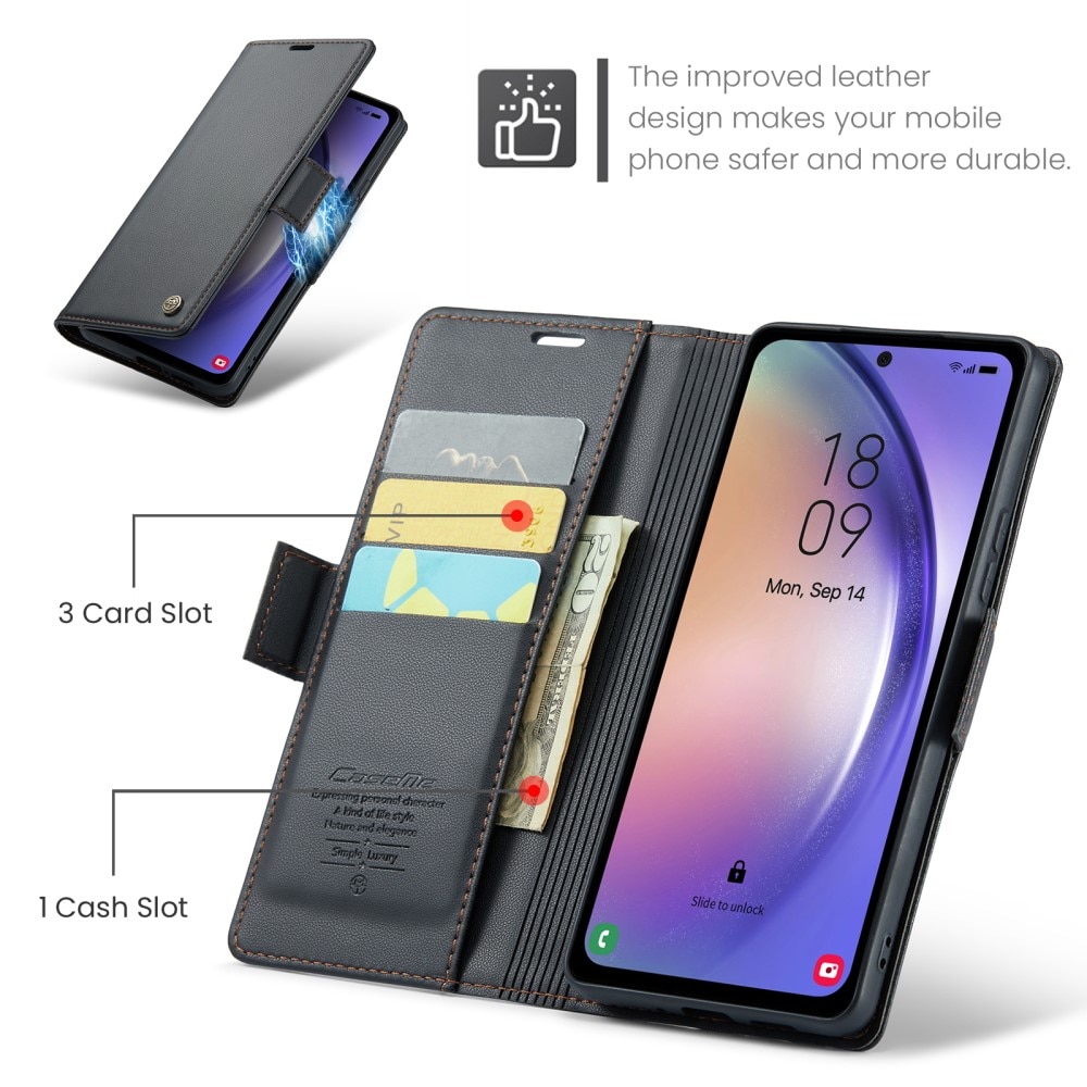 Funda delgada con solapa anti-RFID Samsung Galaxy A54 Negro