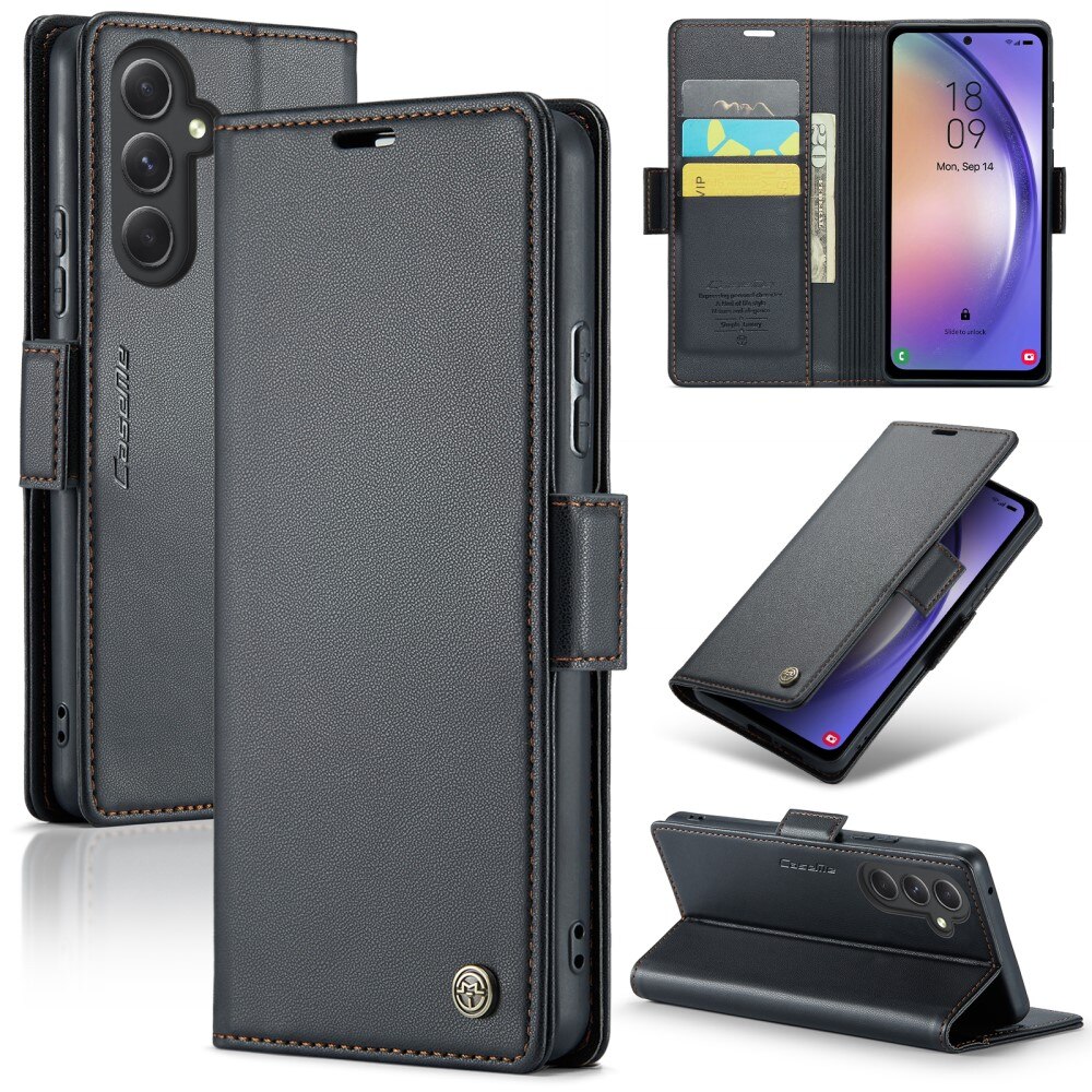 Funda delgada con solapa anti-RFID Samsung Galaxy A54 negro