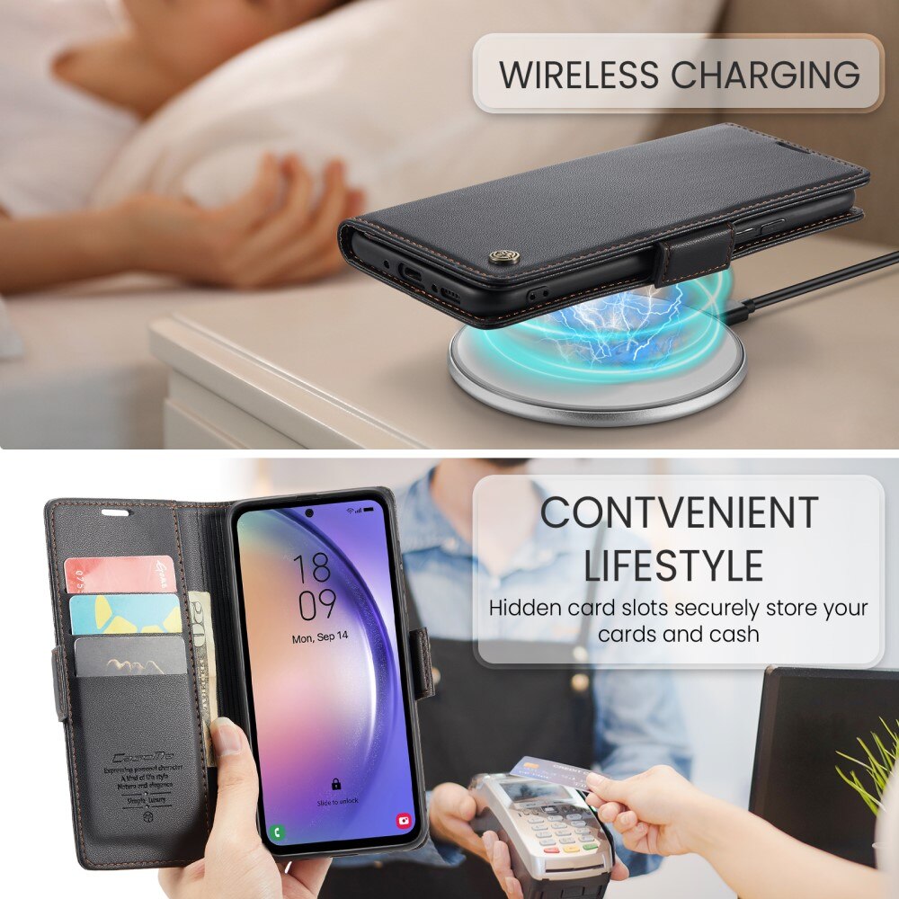 Funda delgada con solapa anti-RFID Samsung Galaxy A54 Negro