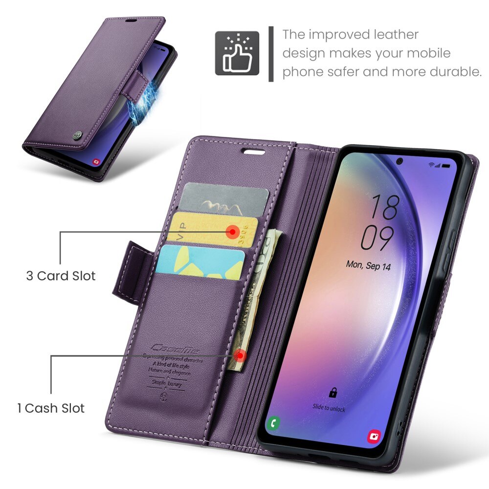 Funda delgada con solapa anti-RFID Samsung Galaxy A54 violeta