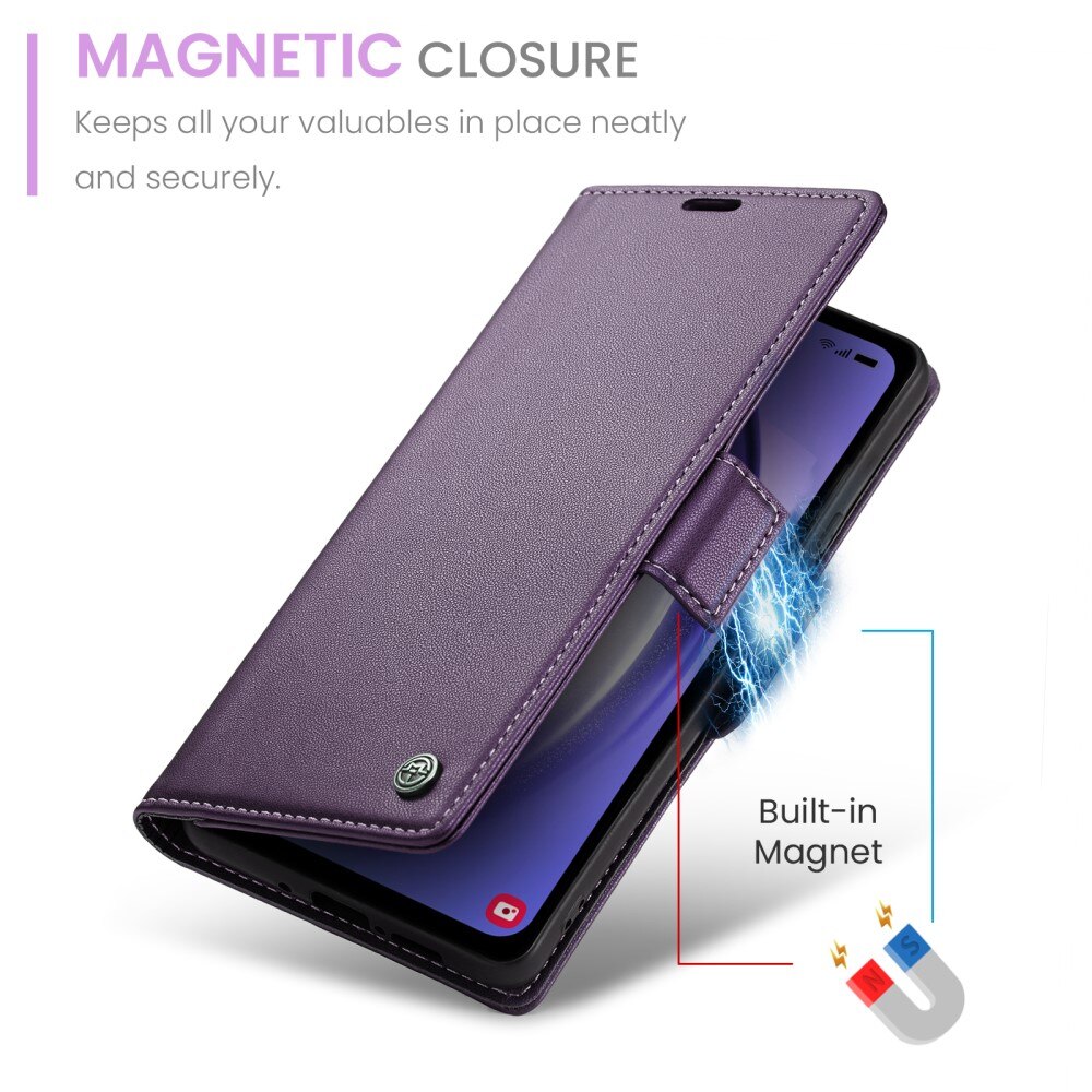 Funda delgada con solapa anti-RFID Samsung Galaxy A54 Púrpura