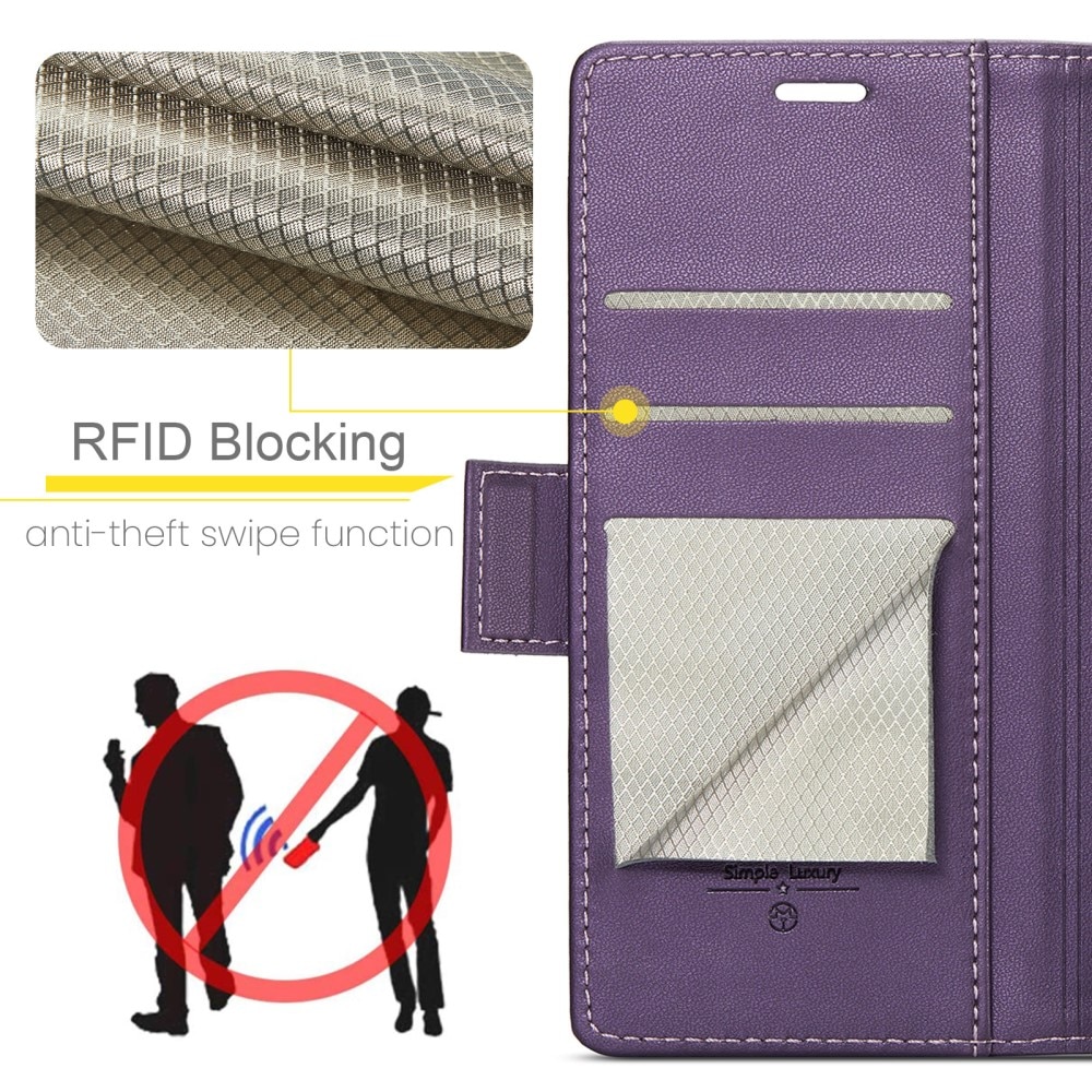 Funda delgada con solapa anti-RFID Samsung Galaxy A54 Púrpura