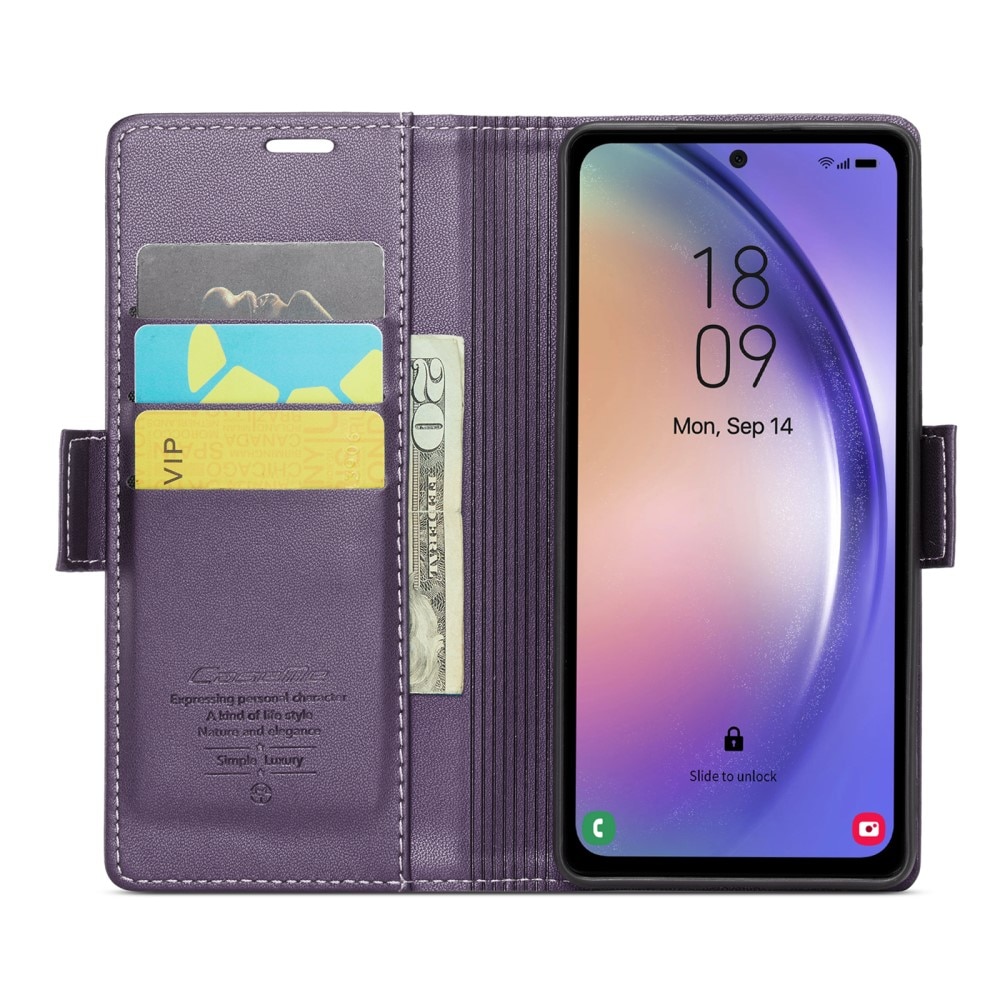Funda delgada con solapa anti-RFID Samsung Galaxy A54 Púrpura