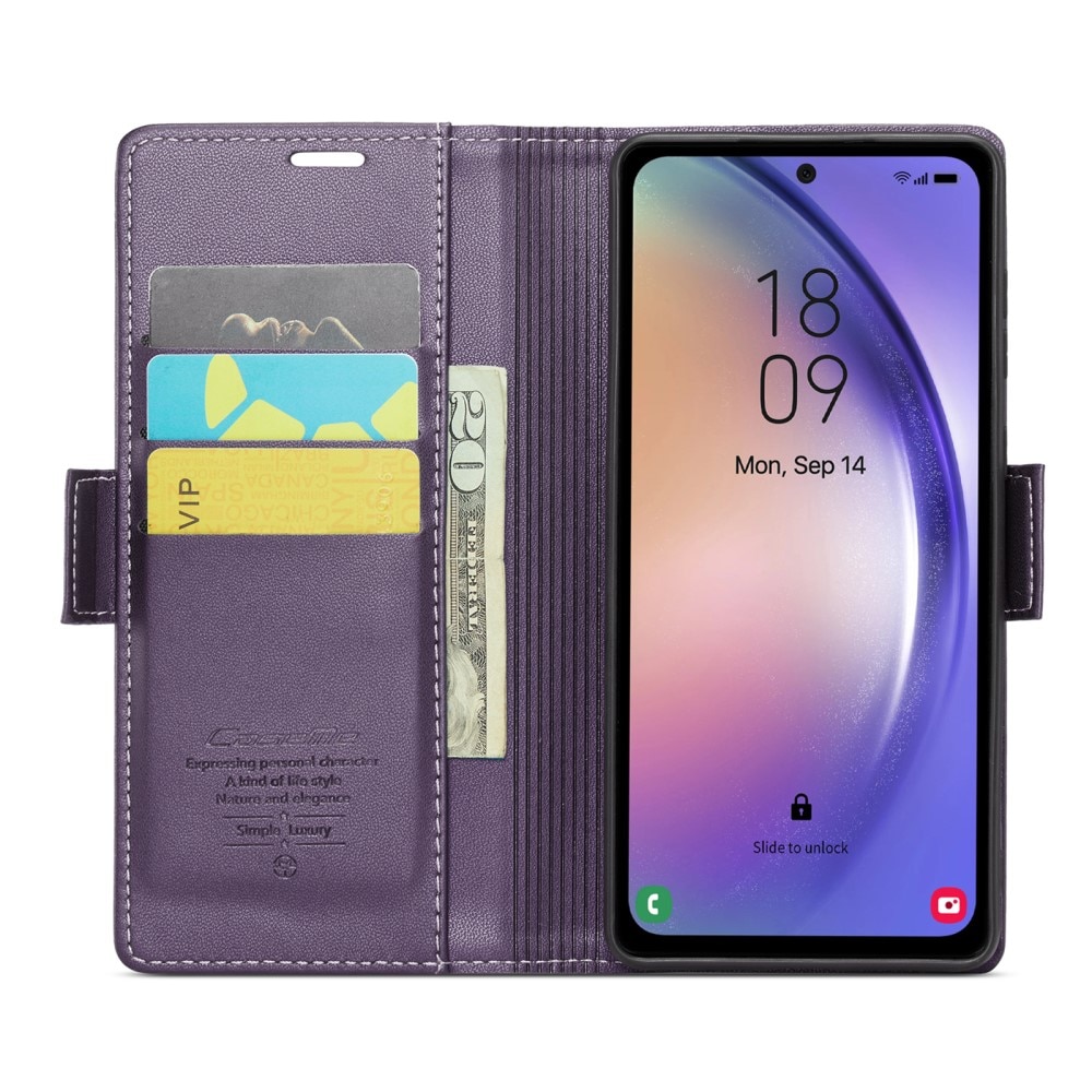 Funda delgada con solapa anti-RFID Samsung Galaxy A54 violeta