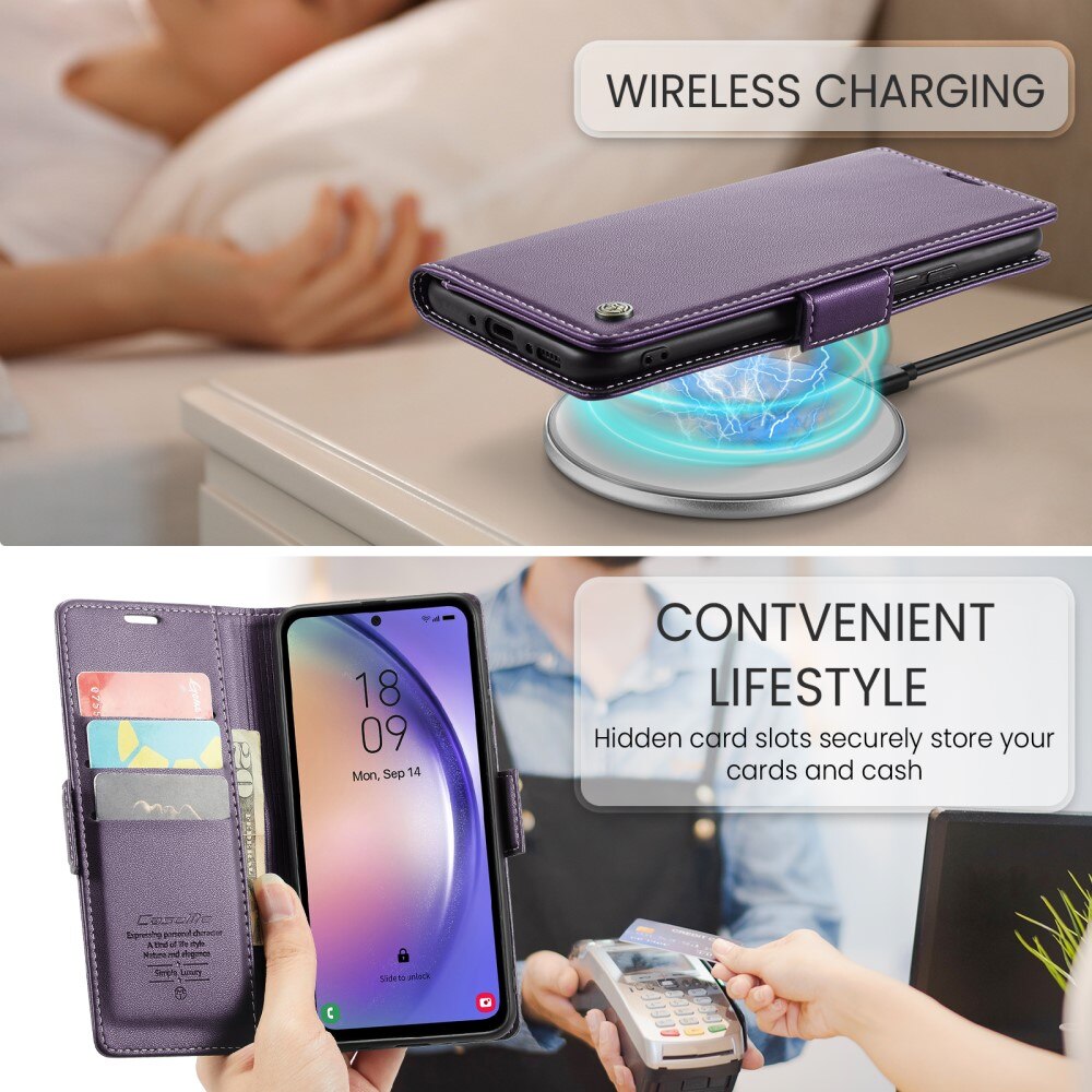 Funda delgada con solapa anti-RFID Samsung Galaxy A54 Púrpura