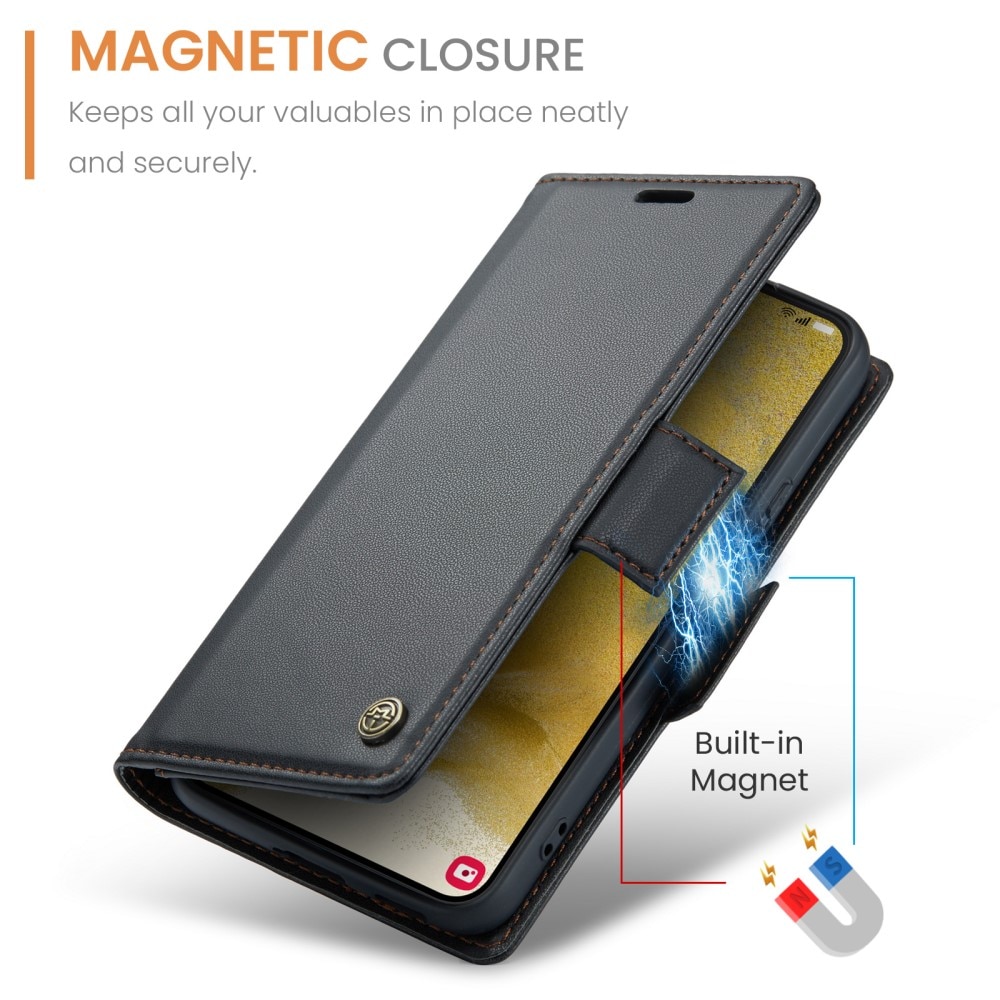 Funda delgada con solapa anti-RFID Samsung Galaxy S22 Plus Negro