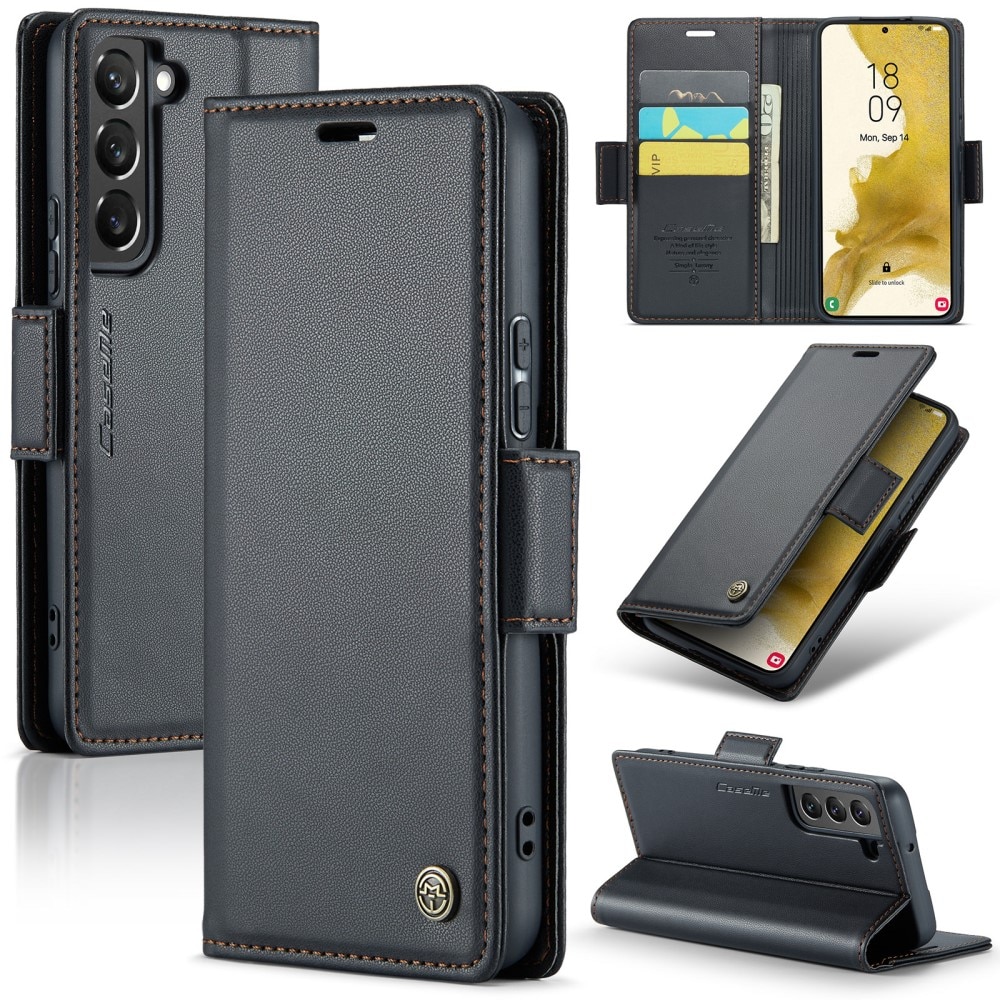 Funda delgada con solapa anti-RFID Samsung Galaxy S22 Plus Negro