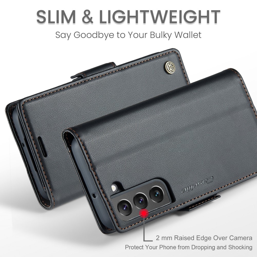 Funda delgada con solapa anti-RFID Samsung Galaxy S22 Plus Negro