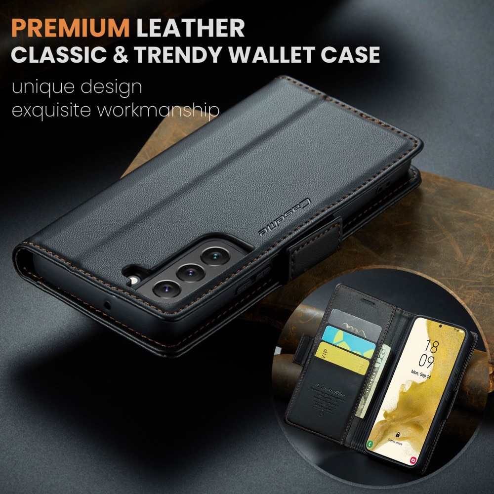 Funda delgada con solapa anti-RFID Samsung Galaxy S22 Plus Negro