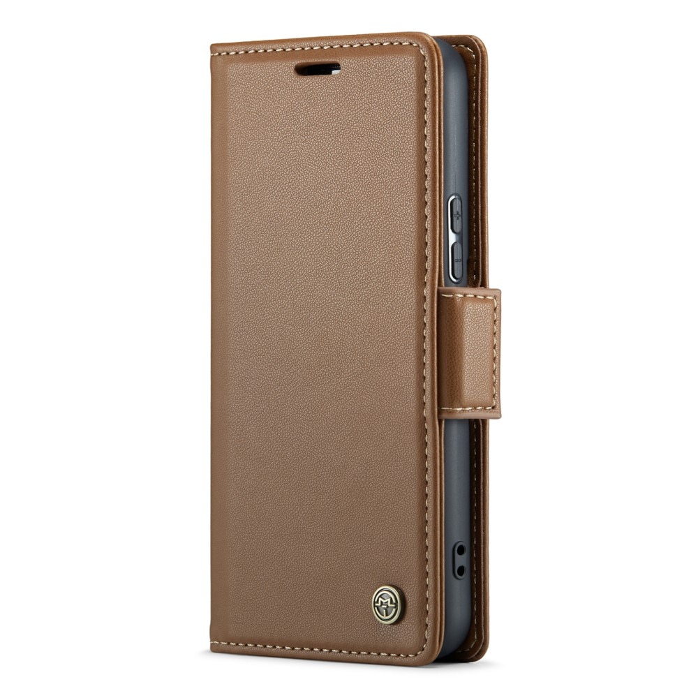 Funda delgada con solapa anti-RFID Samsung Galaxy S22 Marrón