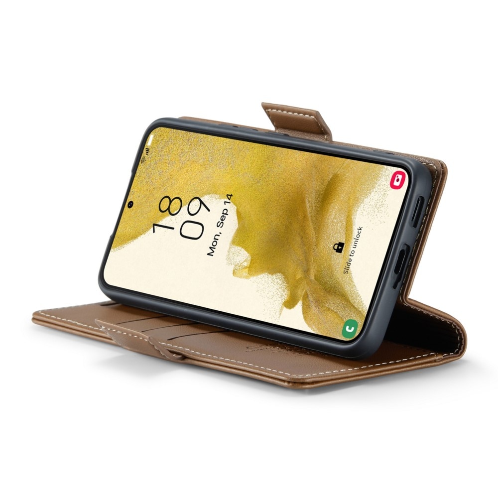 Funda delgada con solapa anti-RFID Samsung Galaxy S22 Marrón