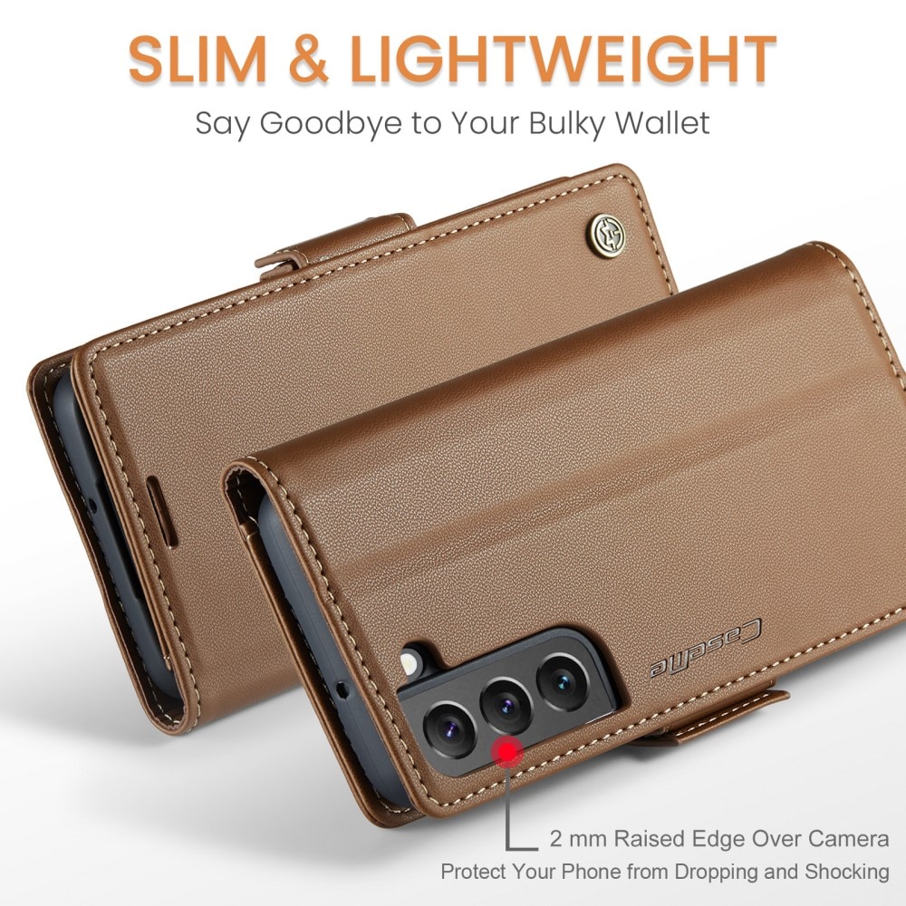 Funda delgada con solapa anti-RFID Samsung Galaxy S22 Marrón