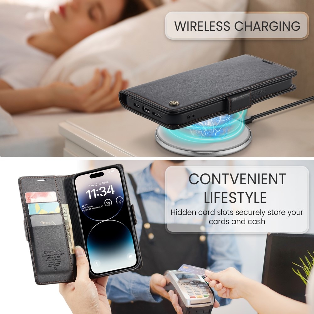 Funda delgada con solapa anti-RFID Apple iPhone 14 Pro Negro