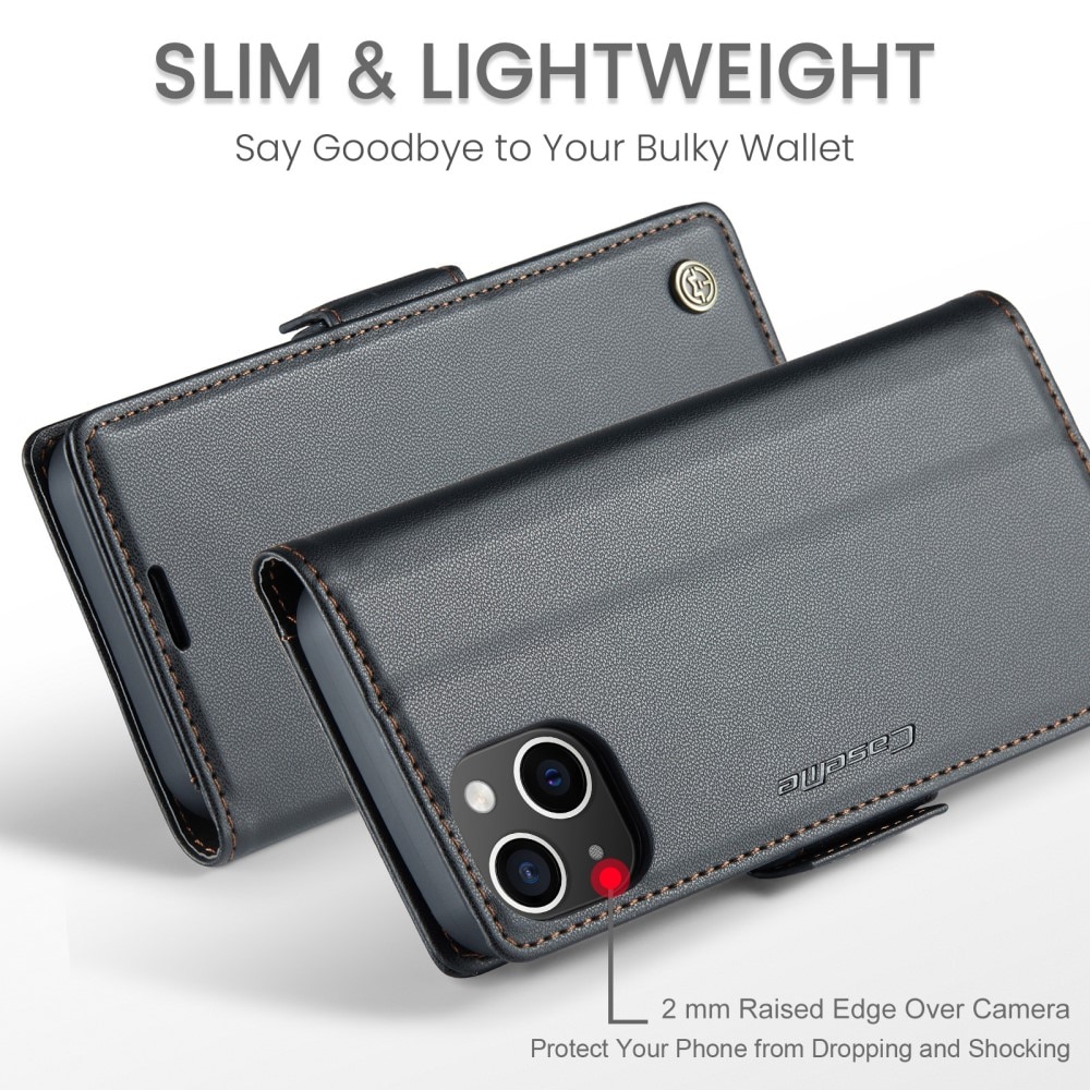 Funda delgada con solapa anti-RFID iPhone 13 Negro