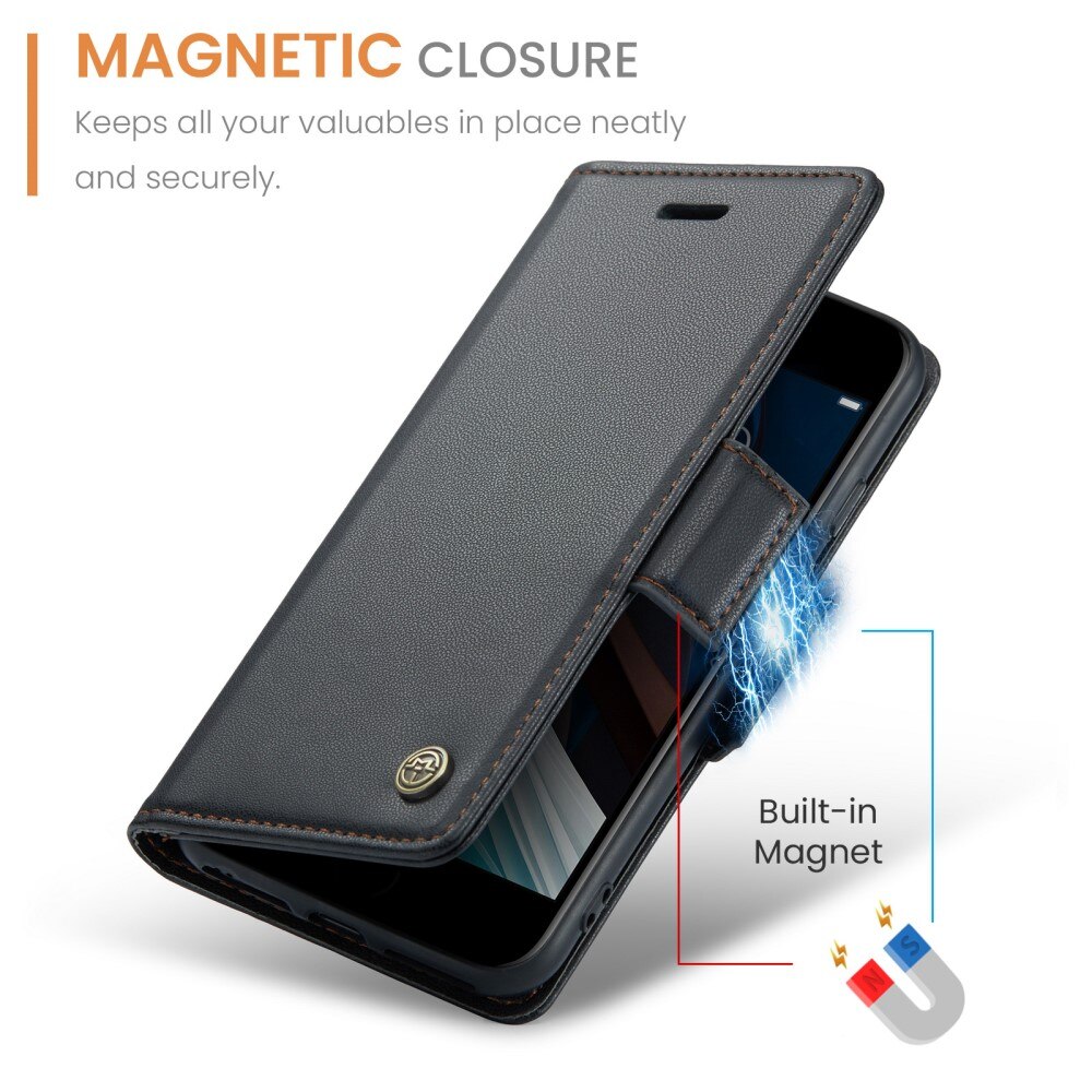 Funda delgada con solapa anti-RFID iPhone SE 2020 Negro