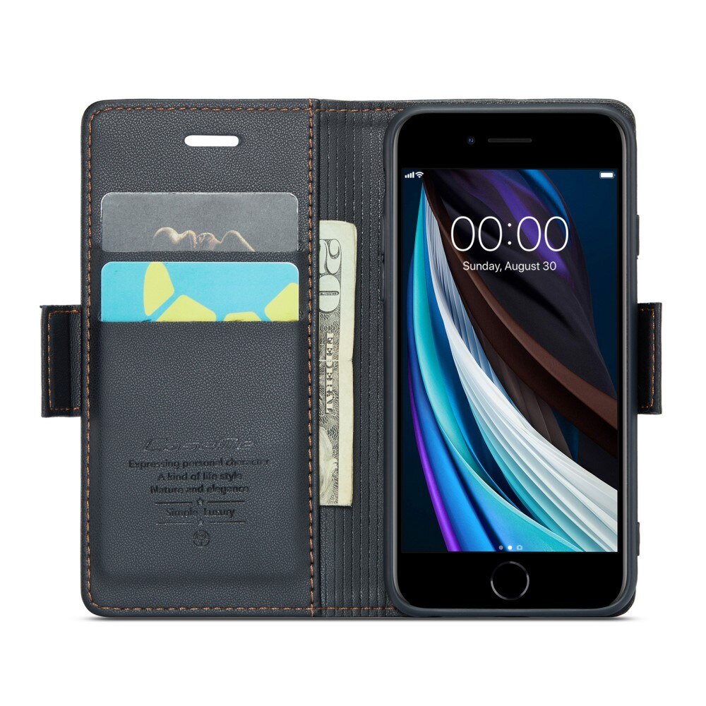 Funda delgada con solapa anti-RFID iPhone SE 2020 Negro